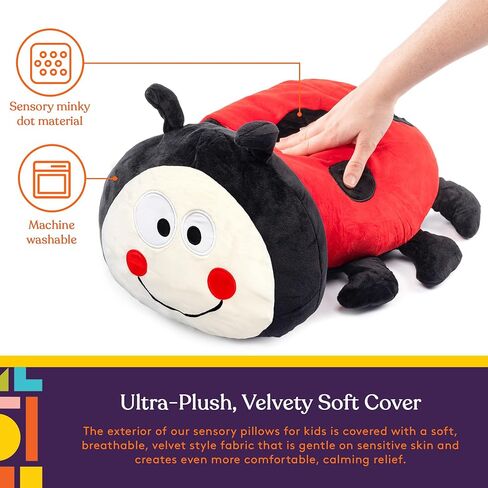 Special Supplies Ladybug Sensory Vibrating Pillow, Pressure Activated for Kids and Adults, Plush Minky Soft with Textured Therapy Stimulation Bumps in Kuwait