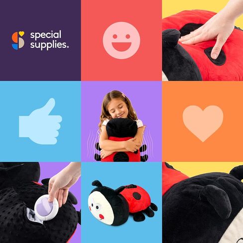 Special Supplies Ladybug Sensory Vibrating Pillow, Pressure Activated for Kids and Adults, Plush Minky Soft with Textured Therapy Stimulation Bumps in Kuwait