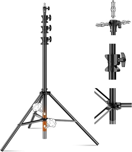 Heavy Duty Light Stand 15.75ft/480cm Adjustable 17.6lb/8kg Max Loading Photography Air Pressure Buffer Tripod Stand with 1/4" to 3/8" Screw Adapter for Strobe,LED Video Light, Monolight, Softbox in Kuwait