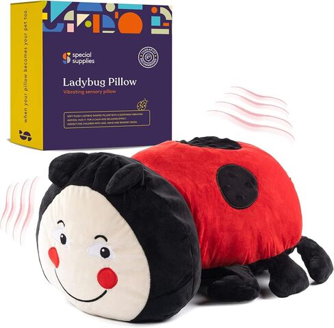 Special Supplies Ladybug Sensory Vibrating Pillow, Pressure Activated for Kids and Adults, Plush Minky Soft with Textured Therapy Stimulation Bumps in Kuwait