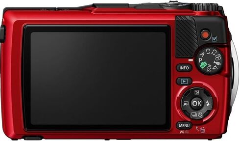 OM Systems Tough TG‑7 12MP 4K Underwater Digital Camera (Red) Adventure Bundle with Lexar 64GB SDXC Card + Deco Essentials Sling Backpack in Kuwait