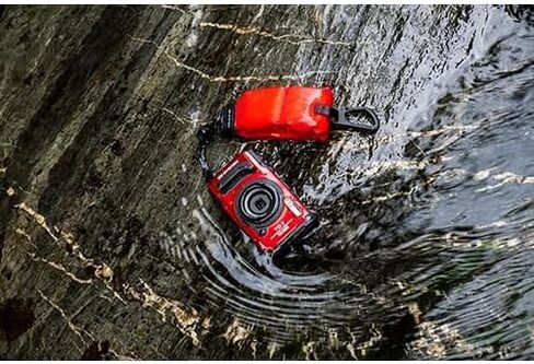 OM Systems Tough TG‑7 12MP 4K Underwater Digital Camera (Red) Adventure Bundle with Lexar 64GB SDXC Card + Deco Essentials Sling Backpack in Kuwait
