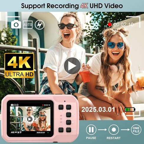 4K Underwater Camera, 64MP 16FT Waterproof Digital Camera with 16GB Card, Autofocus Floatable Waterproof Camera with IPS HD Screen, 16X Digital Zoom, Fill Light, for Snorkeling, Surfing, Swimming in Kuwait