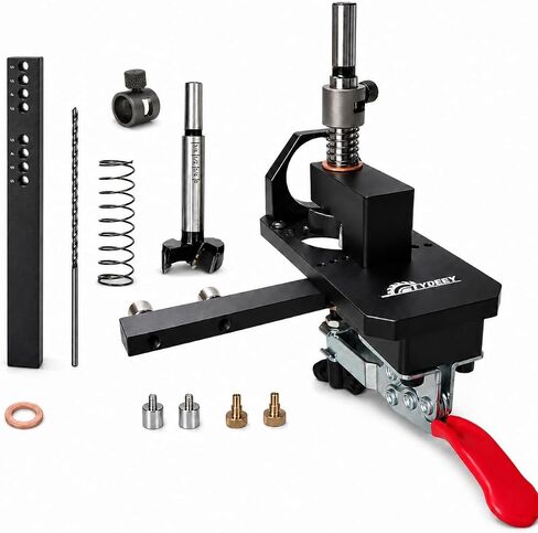 Tydeey 35mm Concealed Hinge Jig for Cabinet Doors, Aluminum Hinge Drilling Guide with Depth Adjustment, 3–4 Inch Edge Distance Arm, Dust Port & Toggle Clamp in Kuwait