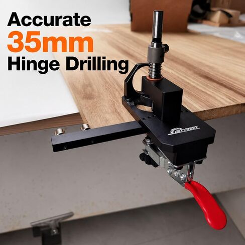Tydeey 35mm Concealed Hinge Jig for Cabinet Doors, Aluminum Hinge Drilling Guide with Depth Adjustment, 3–4 Inch Edge Distance Arm, Dust Port & Toggle Clamp in Kuwait