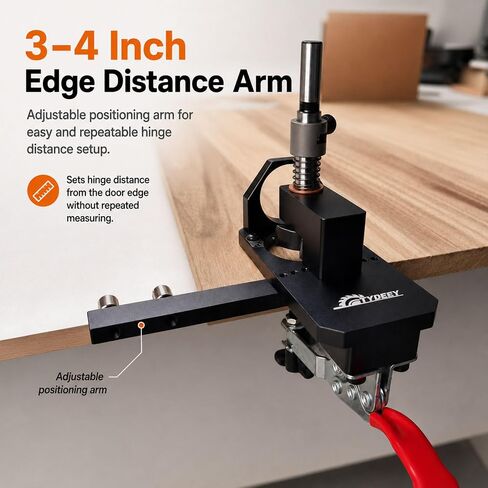 Tydeey 35mm Concealed Hinge Jig for Cabinet Doors, Aluminum Hinge Drilling Guide with Depth Adjustment, 3–4 Inch Edge Distance Arm, Dust Port & Toggle Clamp in Kuwait