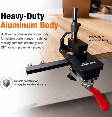 Tydeey 35mm Concealed Hinge Jig for Cabinet Doors, Aluminum Hinge Drilling Guide with Depth Adjustment, 3–4 Inch Edge Distance Arm, Dust Port & Toggle Clamp in Kuwait