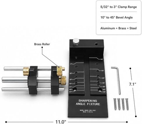 Chisel Sharpening Jig Kit | Adjustable Dual Brass Roller, Honing Guide System with Angle Fixture & Angle Gauge, Wide Clamp Range in Kuwait
