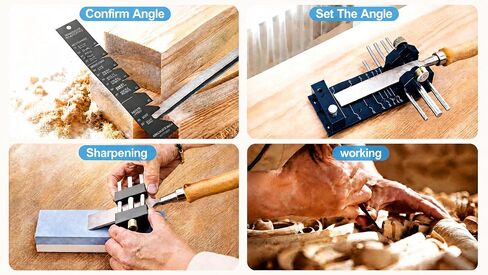 Chisel Sharpening Jig Kit | Adjustable Dual Brass Roller, Honing Guide System with Angle Fixture & Angle Gauge, Wide Clamp Range in Kuwait