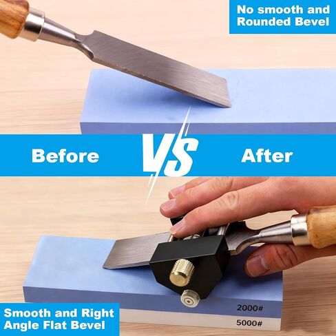 Chisel Sharpening Jig Kit | Adjustable Dual Brass Roller, Honing Guide System with Angle Fixture & Angle Gauge, Wide Clamp Range in Kuwait
