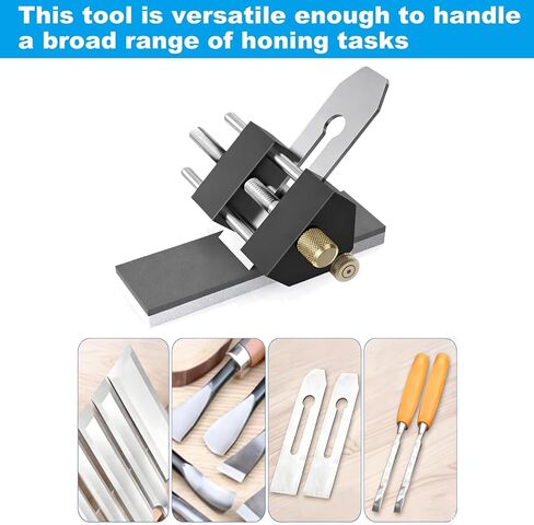 Chisel Sharpening Jig Kit | Adjustable Dual Brass Roller, Honing Guide System with Angle Fixture & Angle Gauge, Wide Clamp Range in Kuwait