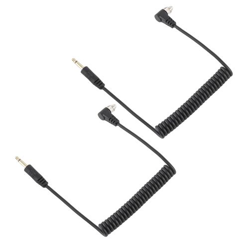 Yoidesu 3.5mm to Male PC Flash Sync Cable, 2-Pack Coiled Camera Flash Cable with Screw Lock, Plug and Play Quick Response 11.8-31.5in Stretchable for Digital Cameras in Kuwait