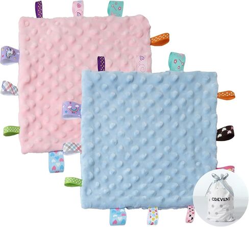 CREVENT Security Blanket for Babies, Soft Baby Lovey Comforter, Sensory Plush Blanket for Baby Girls, Calming Sleep Companion, 10" x 10" Pink in Kuwait