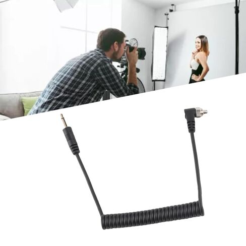 Yoidesu 3.5mm to Male PC Flash Sync Cable, 2-Pack Coiled Camera Flash Cable with Screw Lock, Plug and Play Quick Response 11.8-31.5in Stretchable for Digital Cameras in Kuwait