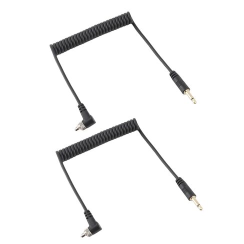 Yoidesu 3.5mm to Male PC Flash Sync Cable, 2-Pack Coiled Camera Flash Cable with Screw Lock, Plug and Play Quick Response 11.8-31.5in Stretchable for Digital Cameras in Kuwait