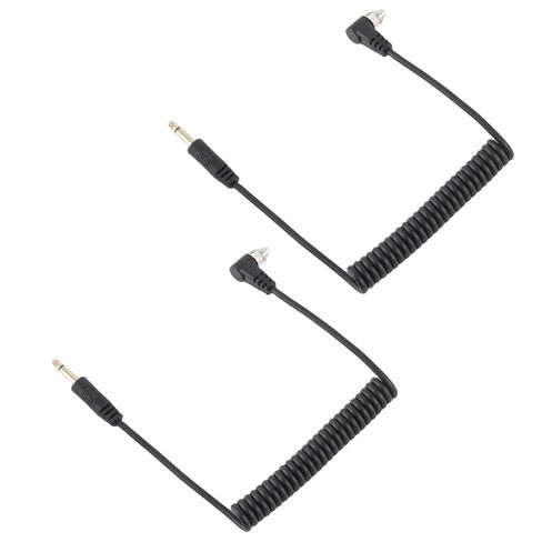 Yoidesu 3.5mm to Male PC Flash Sync Cable, 2-Pack Coiled Camera Flash Cable with Screw Lock, Plug and Play Quick Response 11.8-31.5in Stretchable for Digital Cameras in Kuwait