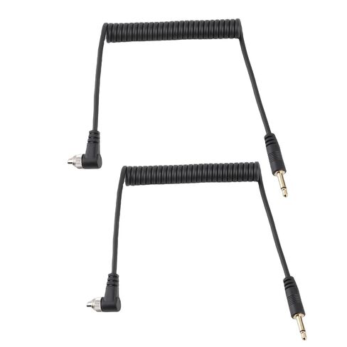 Yoidesu 3.5mm to Male PC Flash Sync Cable, 2-Pack Coiled Camera Flash Cable with Screw Lock, Plug and Play Quick Response 11.8-31.5in Stretchable for Digital Cameras in Kuwait