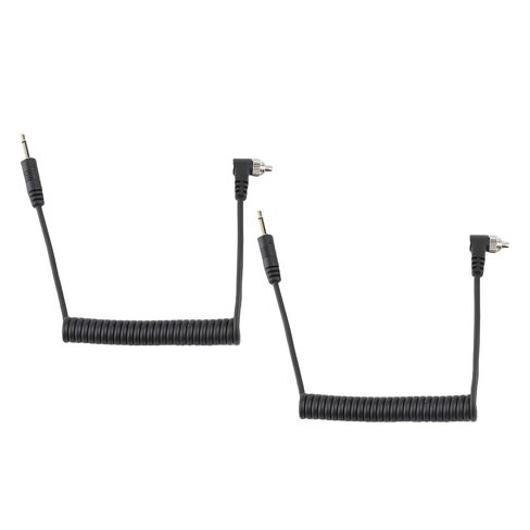 Yoidesu 3.5mm to Male PC Flash Sync Cable, 2-Pack Coiled Camera Flash Cable with Screw Lock, Plug and Play Quick Response 11.8-31.5in Stretchable for Digital Cameras in Kuwait