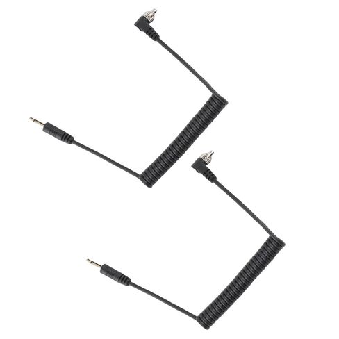 Yoidesu 3.5mm to Male PC Flash Sync Cable, 2-Pack Coiled Camera Flash Cable with Screw Lock, Plug and Play Quick Response 11.8-31.5in Stretchable for Digital Cameras in Kuwait