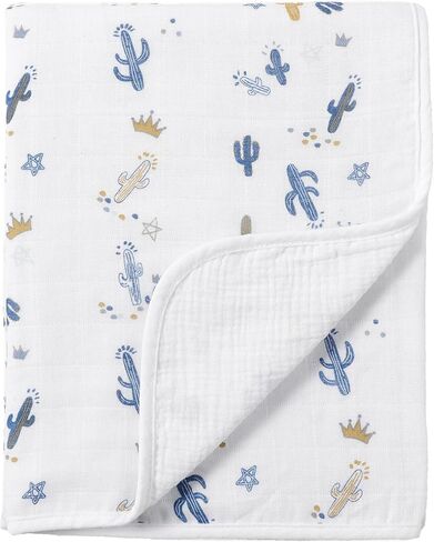 CREVENT 40''X40'' 100% Organic Cotton Muslin Baby Blanket for Newborns, Essential for Baby Shower Birthday Gift - Flower 100X100cm in Kuwait