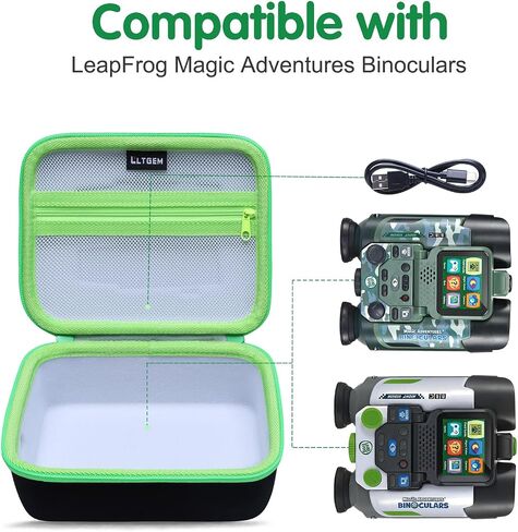L LTGEM Case Compatible with Leapfrog Magic Adventures Binoculars Night Vision Binocular Telescope, Hard Shell Travel Carrying Storage Bag - Black+Green(Case Only) in Kuwait
