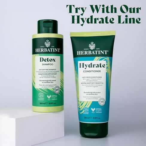 Herbatint Detox Shampoo - Revives & Purifies Scalp & Hair - Removes Buildup, Oils & Hard Water Residue - Free of Silicones, Parabens, SLS & SLES - Infused with Zeolite - 8.8 fl oz in Kuwait