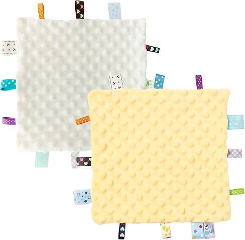CREVENT Tag Security Blankets for Babies, Soft Small Loveys for Boys, Baby Comforter Sensory Blanket, Great Gifts for Birthday Baby Shower (10"X10" 4 Colors) in Kuwait