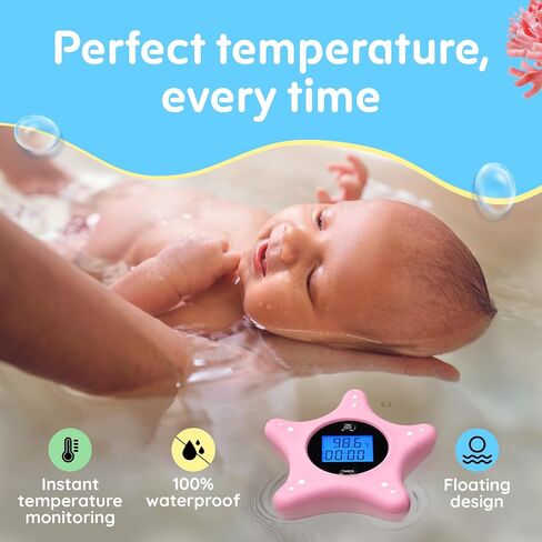 Digital Baby Bath Thermometer and Timer - Soft Silicone Sea Star - Floating Bathtub Water Thermometer - Safety Toy for Newborns, Infants, and Toddlers in Kuwait