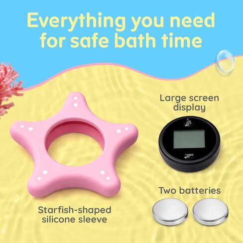 Digital Baby Bath Thermometer and Timer - Soft Silicone Sea Star - Floating Bathtub Water Thermometer - Safety Toy for Newborns, Infants, and Toddlers in Kuwait