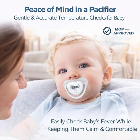 MOBI Pacifier Thermometer for Babies - Digital Baby Thermometer with LCD Display, Soft Tip, Temperature Indicator, Easy Clean, Infant Temperature Monitor in Kuwait