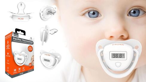 MOBI Pacifier Thermometer for Babies - Digital Baby Thermometer with LCD Display, Soft Tip, Temperature Indicator, Easy Clean, Infant Temperature Monitor in Kuwait