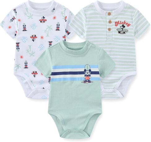 Disney Mickey Mouse Baby Boys 3 Pack Bodysuit for Newborn and Infant in Kuwait