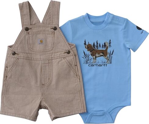Carhartt Baby Boys' Ss Bodysuit and Brown Stripe Shortall Set in Kuwait