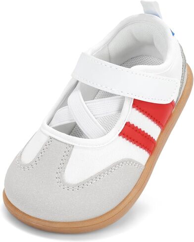 Toddler Mary Jane Sneakers Girls Classic Barefoot Walking Shoes Zero Drop Non Slip Flat Sneaker Hook and Loop Strap School Playground Stage Home Indoor Athletic Daily Casual Park Outdoor in Saudi Arabia
