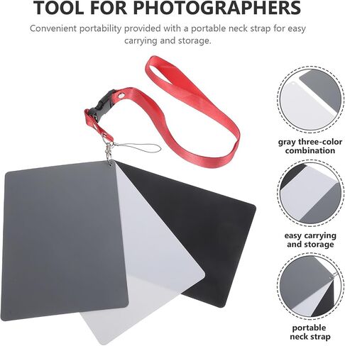 ibasenice 18% Grey Balance Card for Photography with Black White Neutral Colors, Portable Plastic Material with Neck Strap, for DSLR Digital Camera Exposure Calibration and Accurate White in Kuwait