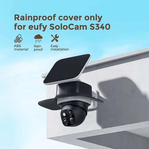 Eufy Rain Cover Sun & Rain Shield Cover Compatible with Eufy SoloCam S340, Anti-UV Heavy Duty ABS Weatherproof Protector Case for Solar Wireless Security Camera (Cover Only, No Camera) (Black) in Kuwait