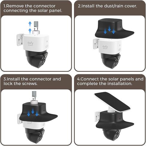 Eufy Rain Cover Sun & Rain Shield Cover Compatible with Eufy SoloCam S340, Anti-UV Heavy Duty ABS Weatherproof Protector Case for Solar Wireless Security Camera (Cover Only, No Camera) (Black) in Kuwait