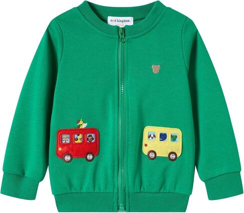 Mud Kingdom Boy Zip-Up Jackets With Long Sleeve Cute Bus Appliques Soft Cotton 2T-Size 6 in Kuwait