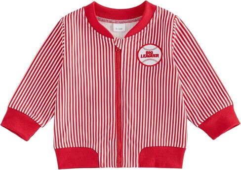 Toddler Baby Boy Girl Baseball Jacket Varsity Bomber Jackets Vintage Long Sleeve Striped Streetwear Outerwear Coat in Kuwait