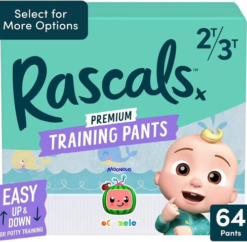 Rascal + Friends Cocomeloon Training Pants, Size 2T~3T ~ (64 Count) ~ (White) 20-34Lbs in Kuwait