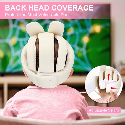 Accmor Baby Head Protector with Adjustable Straps, Baby Helmet for Crawling Walking, Cute Bunny Protective Cap Soft Cushion, Anti-Collision Toddler Helmets, Breathable Infant Safety Headguard in Kuwait