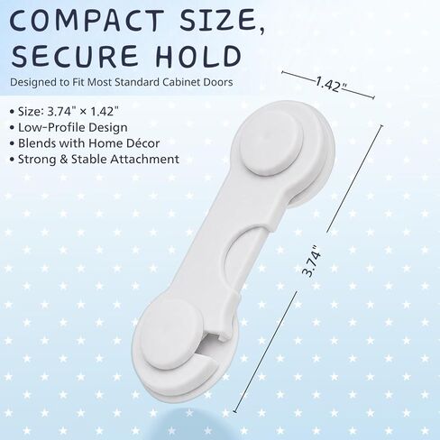 Cabinet Door Locks Baby Proof, 4 Pack Child Safety Latches with Adhesive for Cabinets Drawers Cupboards Fridge Closet Pantry, Premium ABS Material, White in Kuwait