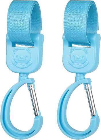 360-Degree Rotating Hooks (2 Pack) - Universal Swivel Hooks for Strollers, Diaper Bags, Purses, Gym Equipment, and Gear, Easy-Clip Heavy-Duty Design (black) in Kuwait