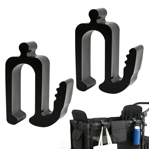 2PCS Multipurpose Side Hooks Universal Wagon Accessories with 30 kg Load Capacity for Balance Bikes & Bags, Space-Saving Travel Organizer for All Wagon Stroller, Suitable for Travel and Daily Use in Kuwait