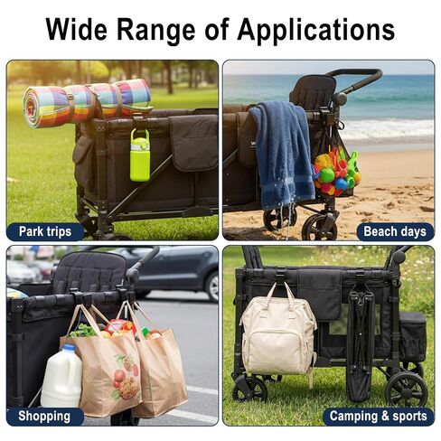 2PCS Multipurpose Side Hooks Universal Wagon Accessories with 30 kg Load Capacity for Balance Bikes & Bags, Space-Saving Travel Organizer for All Wagon Stroller, Suitable for Travel and Daily Use in Kuwait