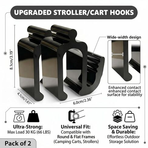 2 Pack Wagon Accessories, Upgraded Wagon Side Hooks Stroller Hooks with 30kg Load Capacity Travel Organizer for All Wagon Stroller in Kuwait
