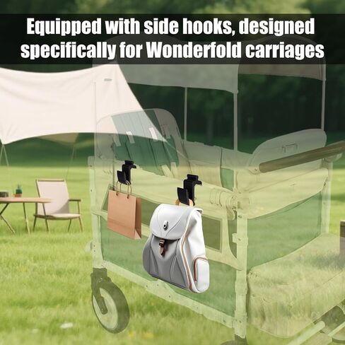 4pcs Multifunctional Side Hooks Compatible with Wonderfold Wagon W4, Black Side Hooks Space-Saving Travel Organizer Accessories for Groceries Diaper Bags in Kuwait