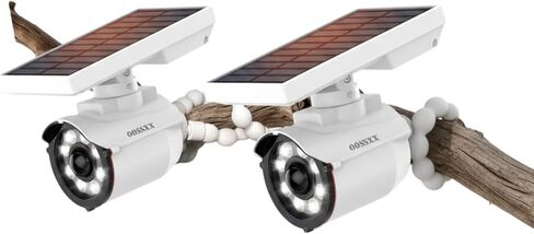 OOSSXX Solar Powered Wireless Simulated Cameras Fake Camera Wire Free Solar Motion Light Motion Sensor Floodlights Spotlight with Adjustable Pole Bracket Flexible Twist Mount for Outdoor Security in Kuwait