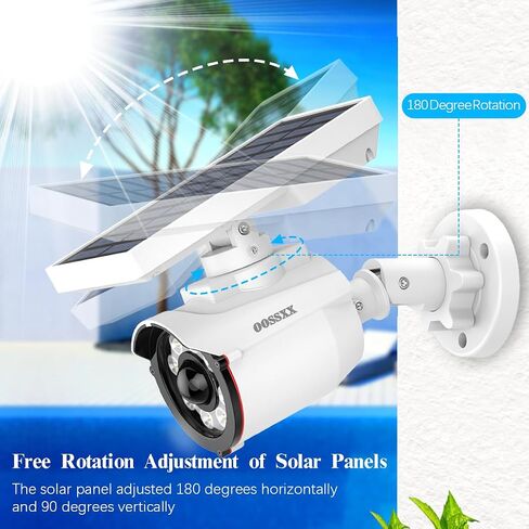 OOSSXX Solar Powered Wireless Simulated Cameras Fake Camera Wire Free Solar Motion Light Motion Sensor Floodlights Spotlight with Adjustable Pole Bracket Flexible Twist Mount for Outdoor Security in Kuwait