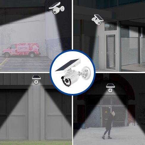 OOSSXX Solar Powered Wireless Simulated Cameras Fake Camera Wire Free Solar Motion Light Motion Sensor Floodlights Spotlight with Adjustable Pole Bracket Flexible Twist Mount for Outdoor Security in Kuwait